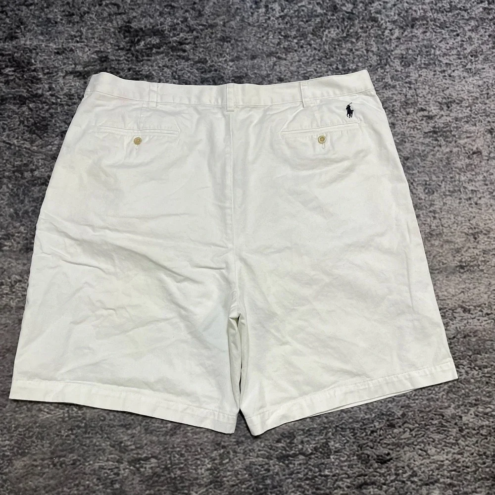 Vintage Polo‎ Ralph Lauren Tyler Shorts Mens 42 White  Big Chino Plated Classic